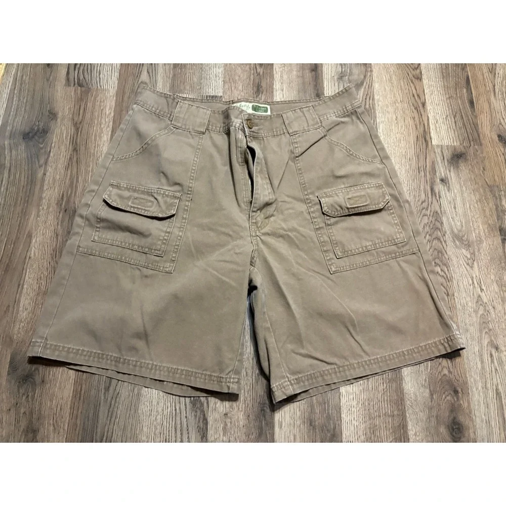 Cabelas Shorts Men Size 36 Brown Cargo Canvas Cotton Utility 7-Pocket Hiker